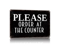 Please Order At Counter Vintage Metal Plaque 12x8 Inch