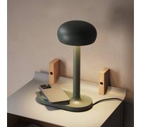 PLEASE WAIT to be SEATED Lámpara de mesa Emendo, verde, superficie de carga