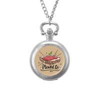 Pleased to Meat - Divertido reloj de bolsillo vintage con colgante de aleación, collar de regalo para hombres y mujeres, Estilo plateado, talla única
