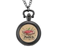 Pleased to Meat - Divertido reloj de bolsillo vintage con colgante de aleación, collar de regalo para hombres y mujeres, Estilo negro, talla única