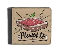 Pleased to Meat Funny - Cartera plegable para hombre con tarjetero de cuero