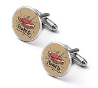 Pleased to Meat - Gemelos redondos para camisa de negocios, boda, fiesta, día del padre, 1.7cm, Metal, No es una piedra preciosa