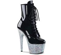 Pleaser ADORE-1020LG Blk Pat/Slv Multi Glitter UK 4 (EU 37)
