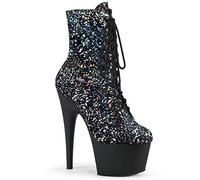 Pleaser ADORE-1020LP - Estampado de leopardo dorado metálico/negro, Blk Velvet Slv Holo Blk Matte, 38 EU