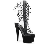Pleaser ADORE-700-60FS Clr/Blk Faux Suede, Clr Blk Gamuza sintética, 36 EU