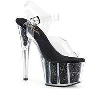 Pleaser ADORE-708G Clr/Blk Glitter Inserts UK 7 (EU 40)
