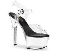 Pleaser Aspire-608, Sandalias Abiertas Mujer, Transparente Clr Blk Clr, 38 EU