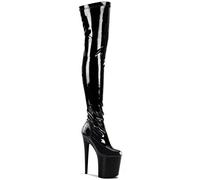 Pleaser Flamingo-3000, Botas clásicas para Mujer, Negro (Noir Blk Str Pat Blk), 37 EU