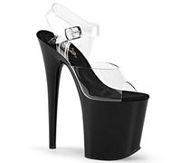 Pleaser Flamingo-808, Sandalias Abiertas Mujer, Transparente Clr Blk, 36 EU