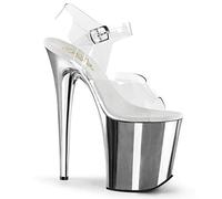 Pleaser Flamingo-808 Sandalias de Plataforma para Mujer, Transparente Clr Slv Chrome, 36 EU