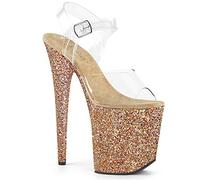 Pleaser FLAMINGO-808LG Clr/Rose Gold Multi Glitter UK 4 (EU 37)