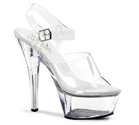 Pleaser KISS-208 Tira de tobillo mujer, transparente - Transparent (Clr/clr), 39 EU (6 UK)
