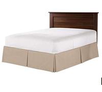Pleated Dust Ruffle Bed Skirt, Shrink and Fade Resistant, 100% Cotton, Taupe - UK King Size with 40 Cm Tailored Drop