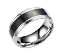 Pleayietoopiatiey Anillos de pareja delicados con sensor inteligente de temperatura corporal, joyería ligera para el dedo, joyería de boda, mujeres, hombres, regalos de compromiso, color azul 6#, 11#,