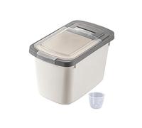 Pleayietoopiatiey Contenedor de almacenamiento de arroz de granos, dispensador de cereales, caja hermética de almacenamiento de alimentos para mascotas, color blanco, 35 x 20 x 22 cm