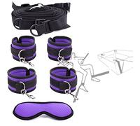 PLEETS Cinturón Deportivo de descompresión Extrema Ajustable y Antifaz para Dormir para Parejas aventureras (Negro y Morado)