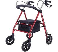 Plegable, andador con ruedas ligero, carrito de compras para ancianos, carrito, puede sentarse en cuatro ruedas, andador plegable para ancianos (color: azul) (rojo) Beauty Comes