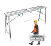 Plegable Andamios Altura Ajustable de 80 a 120 CM Portátil Andamios de Obra Capacidad de Carga de 400KG Hecho de Acero y Hierro Plataforma de Trabajo para Pintar Paneles de Peso 160x30x120CM