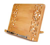 Plegable Bambú soporte para Libro de cocina, Tamaño pequeño, Respaldo ajustable con Patrón elegante para Libro de cocin, Receta, iPad, 11 x 7.9 x 1.6 pulgada