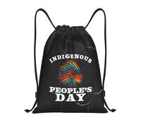 Plegable Bolsa de Deporte Día de los Pueblos Indígenas Nativos Americanos Portátil Mochila de Viaje 36x42cm para Actividades Deportivas,Almacenamiento de Ropa Calzado
