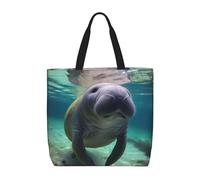 Plegable Bolsa De Tela Lindo Animal Marino: Manatí Bolsas Para Comestibles Durable Tote Bag Tela Para El Trabajo, Viajes, Compras, 40X50X15Cm