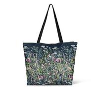 Plegable Bolsas Para Comestibles Flores Silvestres De Primavera Bolso De Mano Para Mujer Reutilizables Bolsa De Playa Para Trabajo Diario, Enfermería, Compras, 40X50X15Cm