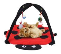 Plegable Cat Activity Play Mat Tent, Multi Function Cat Tent Activity Center with Hanging Toy, Cat Activity Center Pet Kitten Cushion Bed Hanging Balls Padded House Center for Cats Exercise Stay