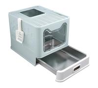 Plegable Cat Litter Tray con Drawer Closed Cat Litter Tray Made of Stainless Steel Odourless Leak-Proof Easy to Clean,Pala incluida, 38 x 41 x 51 cm (Verde)