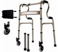 Plegable con un clic con 2 ruedas para adultos y personas mayores, andador médico 2 en 1, andador todo terreno, soporta hasta 330 libras