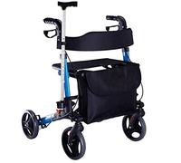 Plegable de aluminio con asiento y bolsa, silla de transporte compacta, altura ajustable, 4 ruedas, ayuda a la movilidad Es muy amable de tu parte