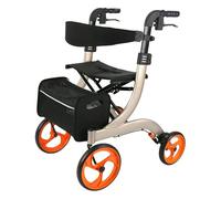 Plegable en posición vertical, antebrazo de pie, el asiento del carrito para personas mayores puede sentarse en una caminata, rodillo de rehabilitación para adultos plegable, ligero y simple, con cua