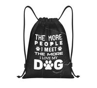 Plegable Mochila con cordón Cuanta más Gente conozco, más Quiero a mi Perro Ajustable Mochila Escolar 36x42cm para Viajes,Entrenamiento