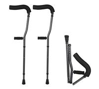 Plegable Muleta Axilar, Muletas Ajustables de Altura F Forma, Caminar Muletas para Adulto y Adolescentes, Negro, 1 Par