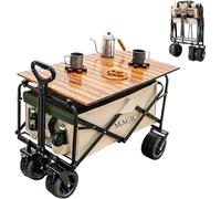 Plegable para Camping, Picnic, etc. Carrito de Mano Convertible en Mesa para Jardín. Carreta de Transporte con Bolsa y Mango Ajustable. Carretilla con Ruedas con Freno.