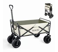 Plegable para Camping, Picnic, etc. Carrito de Mano para Jardín. Carreta de Transporte con Bolsa y Mango Ajustable. Carretilla con Ruedas Grandes con Freno Resistentes.