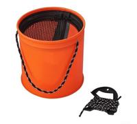 Plegable Pesca Cubo 18cm EVA Tapa a prueba de fugas (Naranja) | Fondo transparente, escala integrada, ver cebo vivo, medir agua, naranja verde morado