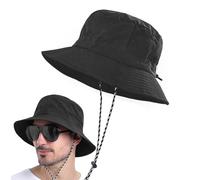 Plegable Sombrero de Pescador Mujer Hombre 54-60CM Impermeable de Sol Negro Verano Playa Gorra Unisex Ideal para Senderismo,Deportes al Aire Libre
