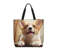 Plegable Tela Bolsos Bandolera Lindo Corgi Bolsa Tela Tote Bag Durable Bolsos Mujer Para Compras, Enfermería, Trabajo Diario, 40X50X15Cm