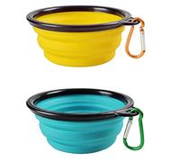 Plegable Viajes Silicona Gatos Perros Bowl Portable Pet Food Cuenco de Agua, 2pcs Comedero para Mascotas Bebedero para Perros Gatos, Ligero & Portátil, Bebedero Portátil de Agua Potable con mosquetón