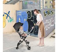 Plegable y reclinable para el nacimiento a 25 kg, cochecito de bebé ultraligero, compacto, con sistema Trolley, funda de lluvia incluida, y capó, extensible, 30 x 55 x 86,5 cm, color negro