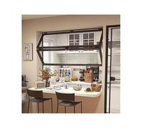 Plegando ventanas, Ventana colgada doble deslizante plegable de aleación aluminio con tamaños múltiples grises manija bloqueo(26x32in/66x81cm)