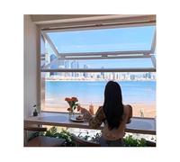 Plegando ventanas, Ventana deslizante plegable vertical blanca de aleación aluminio tamaños personalizados vidrio moderados 85 grados((WXH)80x100cm)