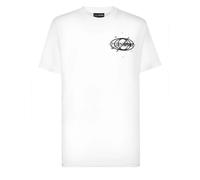 Plein Sport- Camiseta de Algodón Cuello Redondo SS Logos- Sport- Hombre- Blanco- S- Camiseta de Algodón Cuello Redondo SS Logos