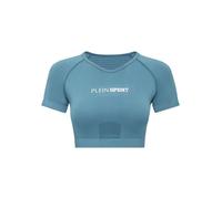 Plein Sport - Seamless Cropped T-shirt V-Neck SS Logo - Sport - Mujer - Azul - M -
