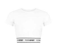Plein Sport - Fleece Cropped T-Shirt - Sport - Mujer - Blanco - XL -