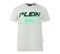 Plein Sport Green Highlighted Block Logo Grey T-Shirt