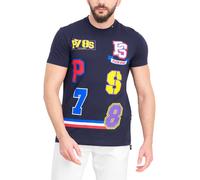 Plein Sport Hombre Azul Marino Algodón Estampado Camiseta L