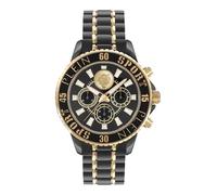 Plein Sport Reloj cronógrafo analógico de cuarzo para hombre Glam Chrono, Ip Black/Bicolor Gold/Steel - Psmea0624, Pulsera