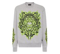 Plein Sport Sudadera 'Tiger' gris claro / lima / negro XL gris claro / lima / negro