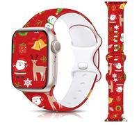 Pleixiu Correas de iWatch grabadas de Navidad para Apple Watch para mujeres y hombres, 41 mm, 42 mm, 44 mm, 45 mm, 46 mm, 49 mm, 38 mm, 40 mm, correa de silicona suave para Apple Watch Series 10 9 SE